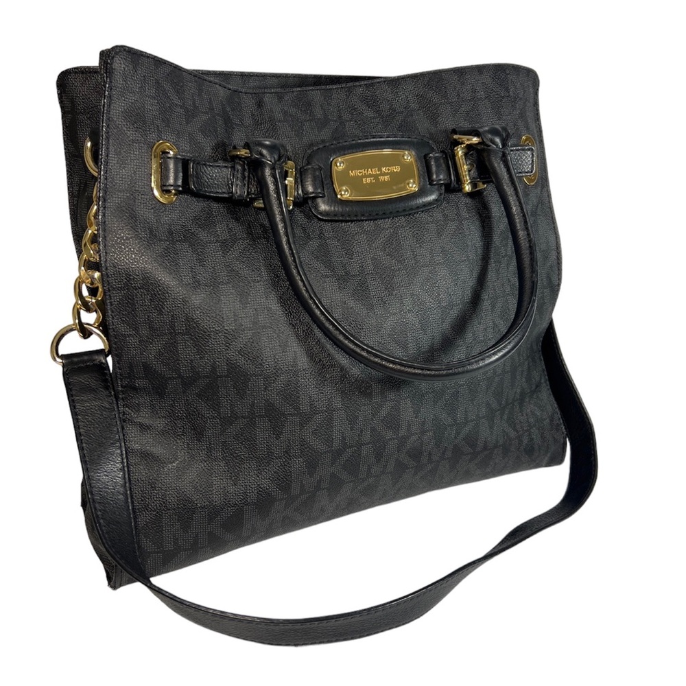 Michael Kors Hamilton Signature Black  Tote Large Bag